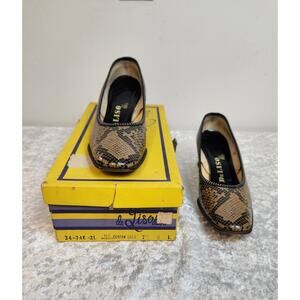 Vintage DeLISO Debs Womens Brown Snakeskin Leather Heels-Size 7.5